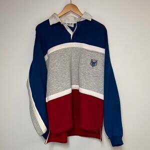 Vintage Cherokee Sweatshirt Striped Colorblock Red Gray Blue